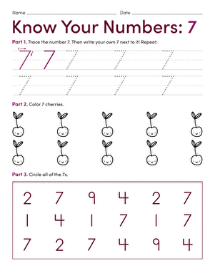 Worksheet featuring the number 2 for early math learning in Pre-K. Educational resource titled "Know Your Numbers: 2 Worksheet".