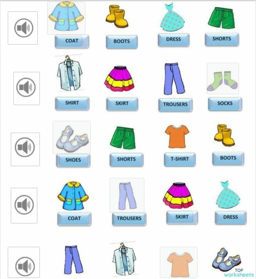Second grade geometry worksheet featuring Spanish clothing vocabulary with la ropa labeled illustrations and practice activities