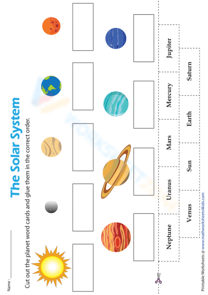 Third grade science worksheet for identifying and labeling the eight planets of the solar system