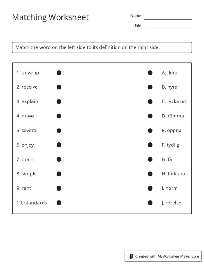 Sixth grade worksheet for matching language registers to specific social contexts