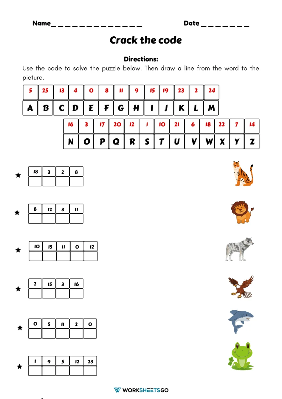 LCM Crack the Code Worksheet for Grade 6 Math Practice 16 Sixth grade math worksheet featuring a fun code-breaking challenge for finding the least common multiple