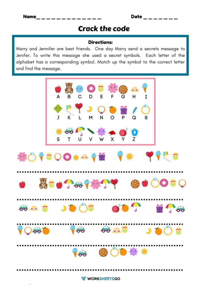 LCM Crack the Code worksheet activity for finding least common multiples Sixth grade students solving LCM problems to crack a secret code on a math worksheet