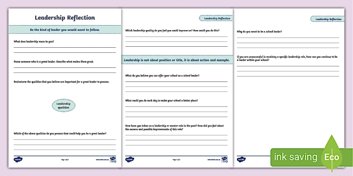 An engaging worksheet designed to help children explore their leadership qualities and aspirations Leadership Reflections worksheet for fourth graders focusing on social emotional learning and positive leadership traits