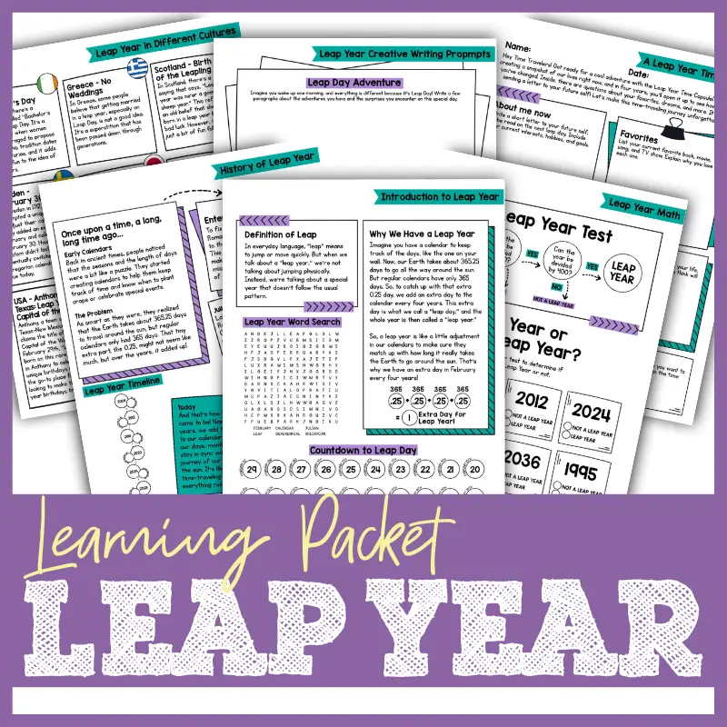 A second grade student learning about why leap year happens every four years with a calendar worksheet activity