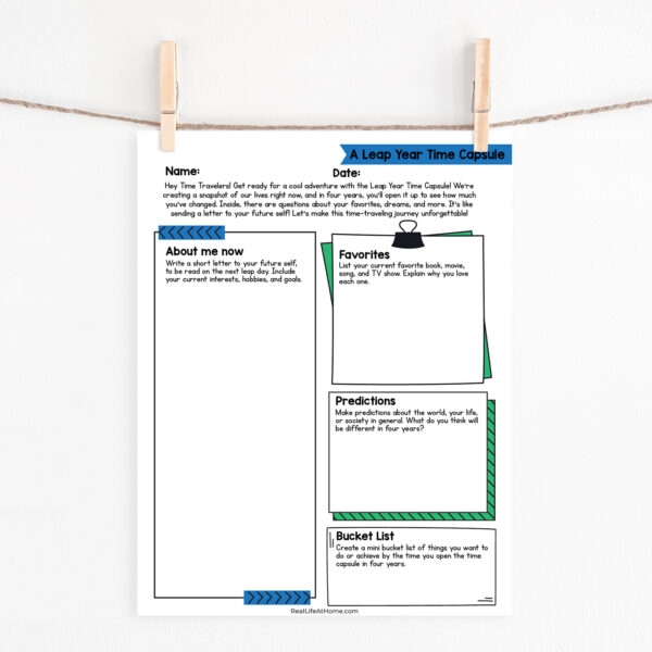 Second grade worksheet explaining the science behind why we have a leap year every four years