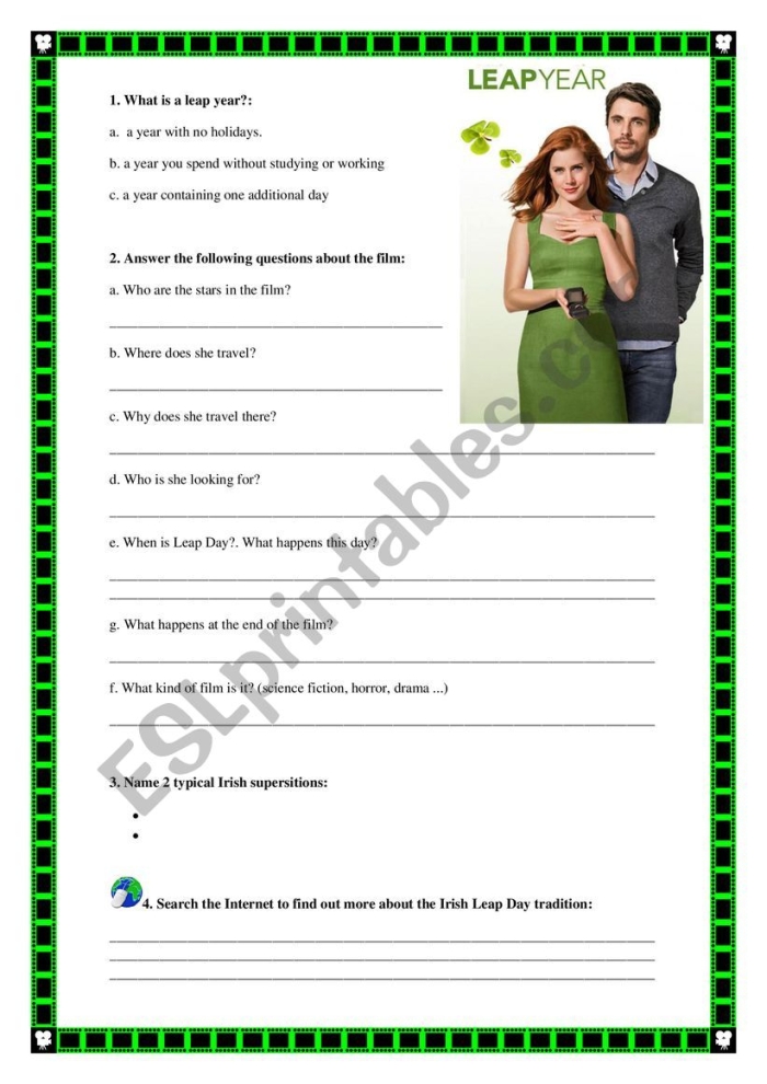 Second grade worksheet explaining the science of why we add a leap day every four years