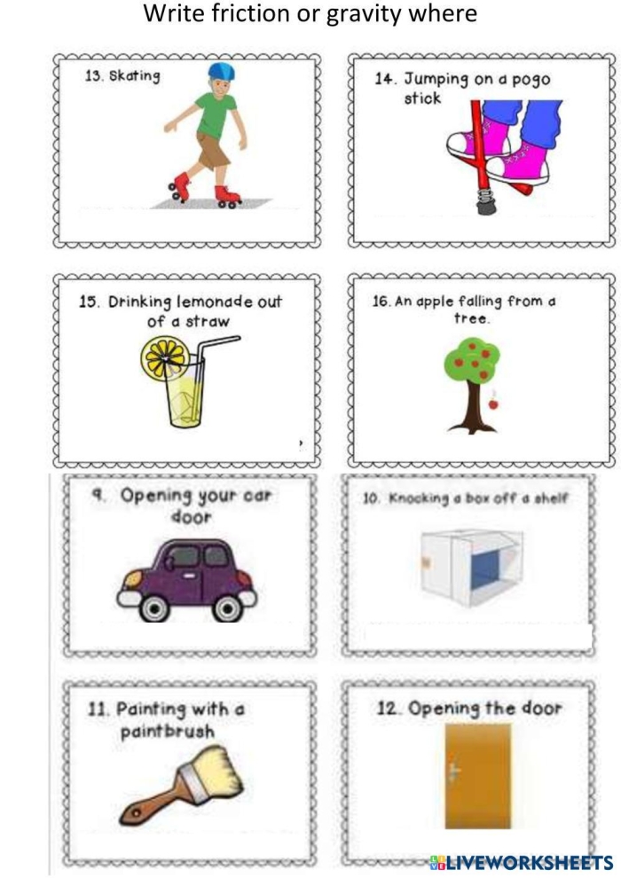 Learn About Force: Friction worksheet for data and graphing activities Worksheet for second graders exploring friction concepts through various scenarios