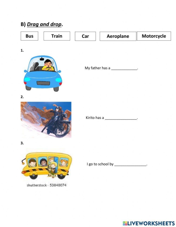 Learn About Transportation Worksheet for Pre-K Kids Children matching people to their modes of transportation in a fun worksheet