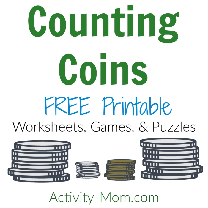 Kindergarten worksheet featuring various exercises to help students identify the value of a five cent nickel
