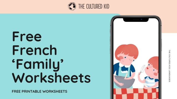 Engaging introduction to family terms in French for young learners Family-themed French vocabulary worksheet for first graders