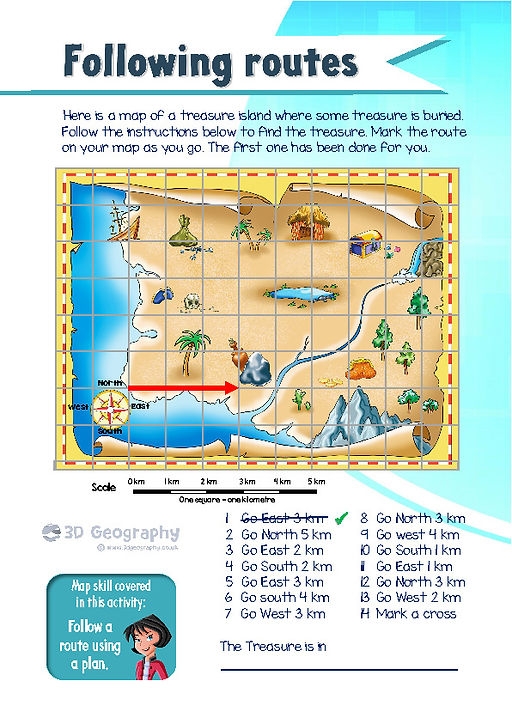 Second grade student completing a Learning About Maps! phonics worksheet to practice decoding informational text