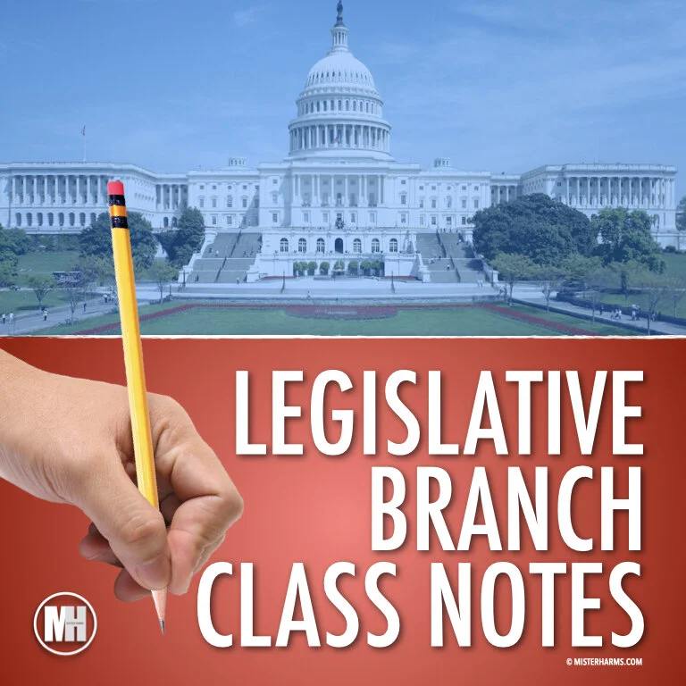 Sixth grade student using a graphic organizer worksheet to learn about the legislative branch functions
