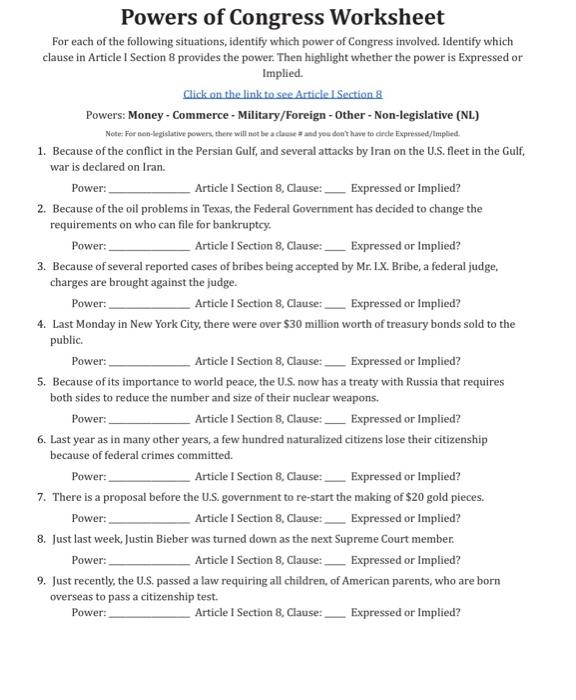 The Legislative Branch: Understanding Congress Chambers Educational Worksheet for Middle School Civics Sixth grade students studying the two chambers of Congress and legislative branch structure on a civics worksheet