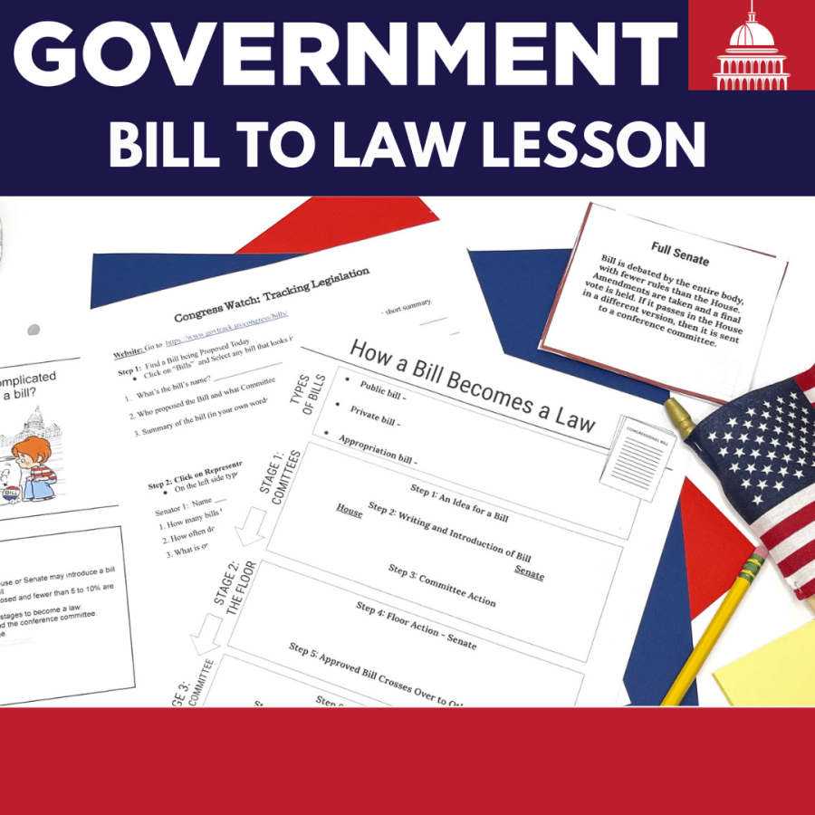 Sixth grade students learning about the legislative branch structure and responsibilities through a graphic organizer worksheet