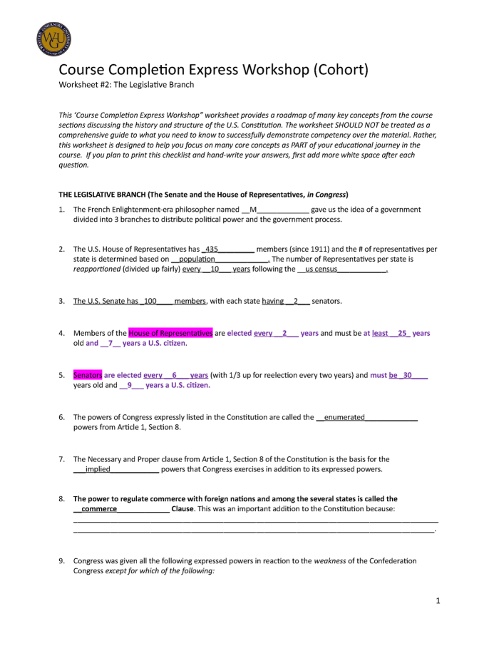 Sixth grade students learning about the legislative branch structure and responsibilities with a graphic organizer worksheet