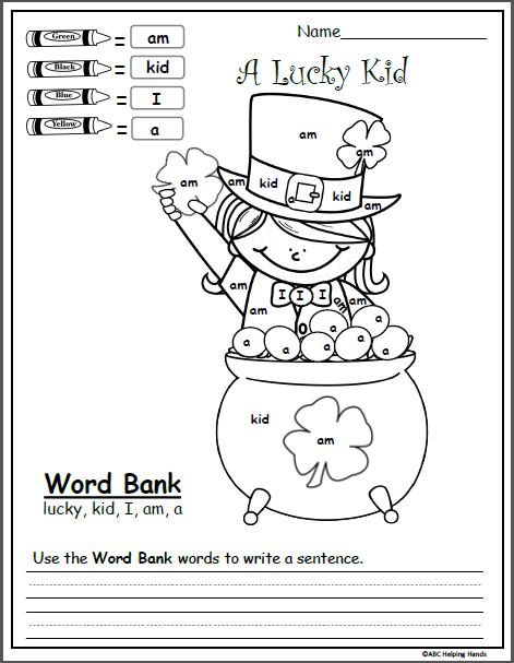 Leprechaun coloring page worksheet for first graders celebrating St. Patrick's Day