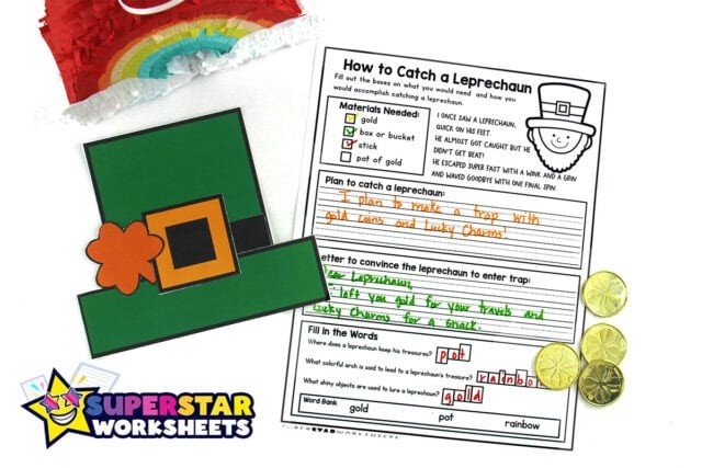 Fun leprechaun crossword puzzle for learning and engagement in the classroom Leprechaun-themed crossword worksheet for first graders to enhance vocabulary skills