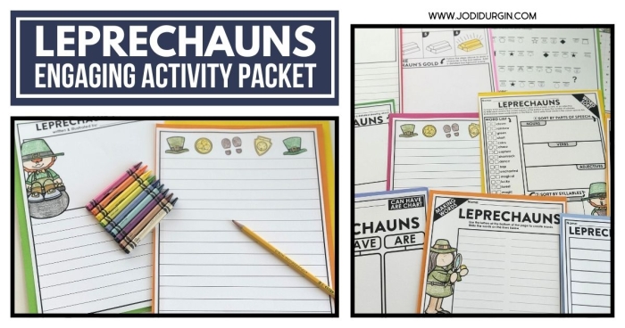 Engaging leprechaun-themed crossword puzzle for fun learning activities Colorful leprechaun crossword worksheet designed for first graders to enhance vocabulary skills
