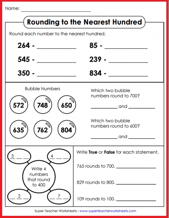 Kids engaging with the Let's Go Rounding! worksheet focused on rounding numbers in life science. Third-grade students practice rounding to the nearest ten and hundred in this educational activity.