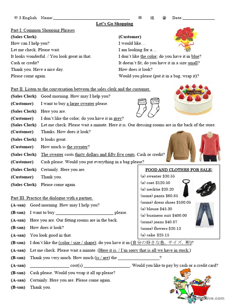 Let's Go Shopping! worksheet for sixth-grade engineering and science inquiry Worksheet for practicing discounts and percentages in shopping scenarios