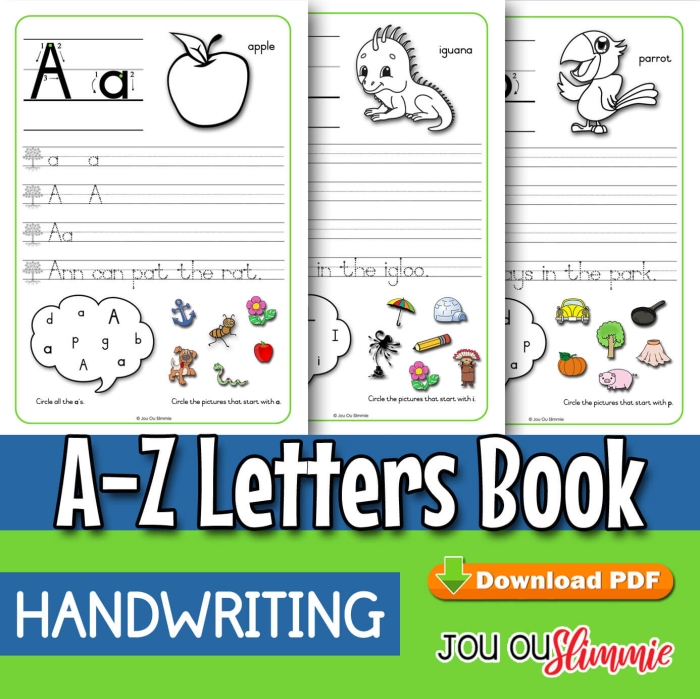 Letter A Word Family Activity Sheet for Pre-K Students Learning Beginning Sounds Preschool worksheet showing letter A activities with pictures of objects and words starting with the letter A for early learners