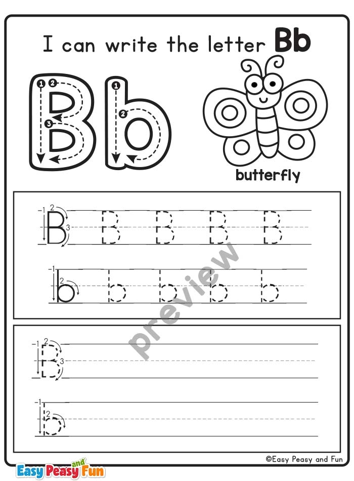 Letter Book B Worksheet Activity Page Three Preschooler coloring a Letter B worksheet with images starting with the letter b