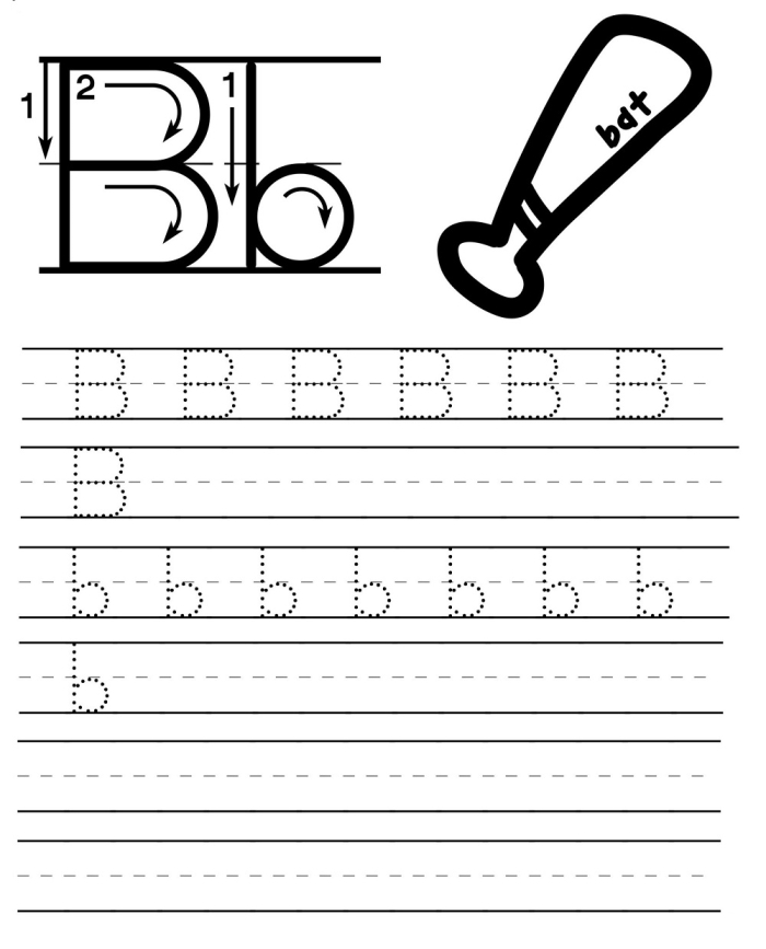 Tracing practice worksheet for the letter B designed for pre-K students to enhance fine motor skills. Worksheet focused on helping children learn to trace the letter B effectively.