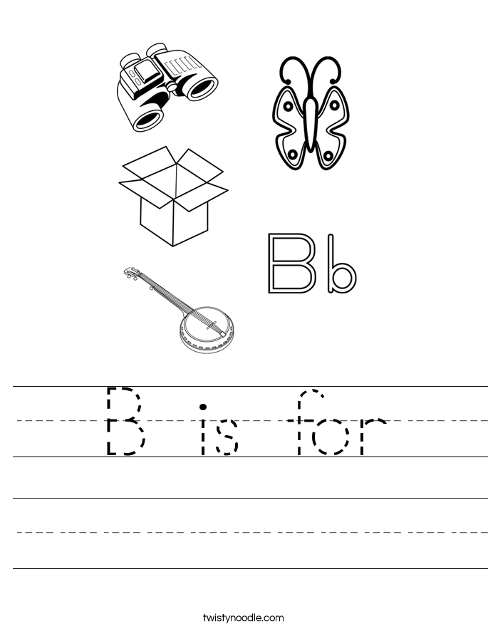Letter B alphabet worksheet for preschool with subtraction activities and coloring