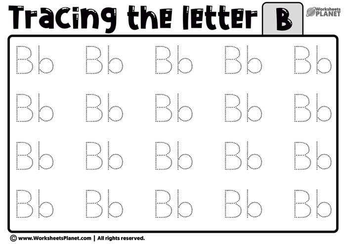 Pre-K student tracing dotted lines and the letter B on a handwriting practice worksheet 24