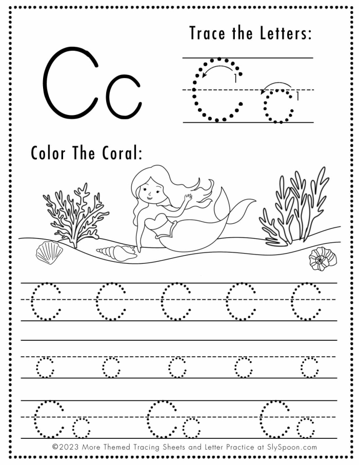 Worksheet featuring words that begin with the letter C for preschoolers and kindergarteners