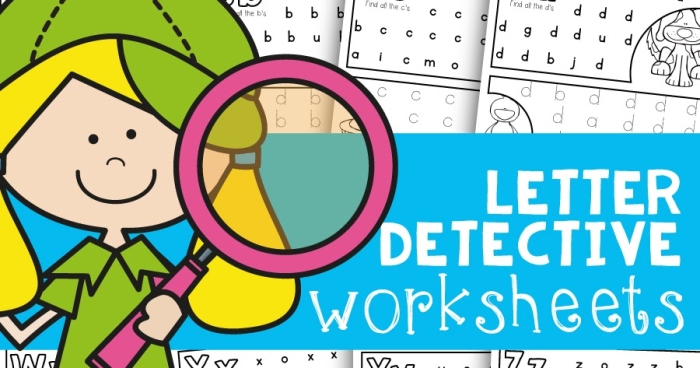 Kindergarten student solving a Letter D Detective worksheet with magnifying glass