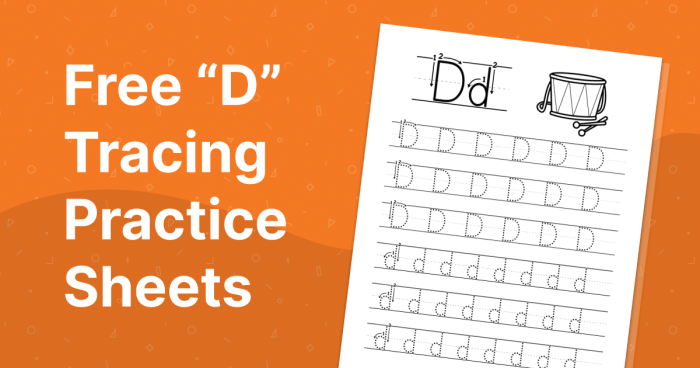 Pre-K student worksheet for practicing letter D tracing and fine motor line work
