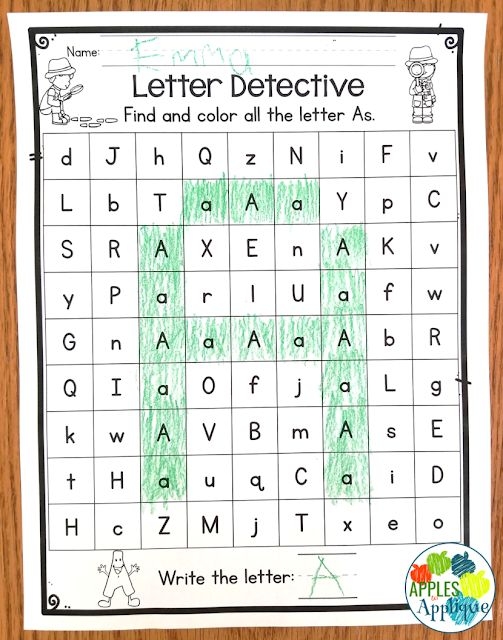 Kindergarten worksheet for identifying and coloring the letter D to reveal a hidden illustration