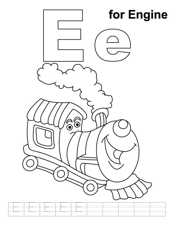 Preschool worksheet featuring the letter E with coloring activities for Pre-K students