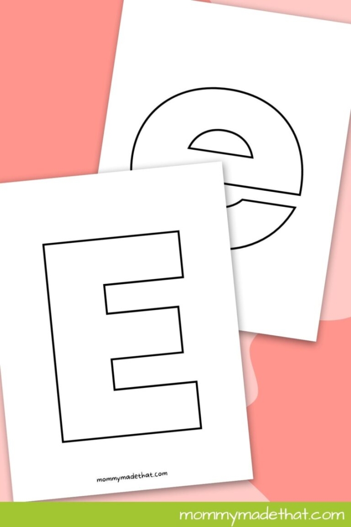 Preschool student identifying words starting with the letter E on a printable worksheet