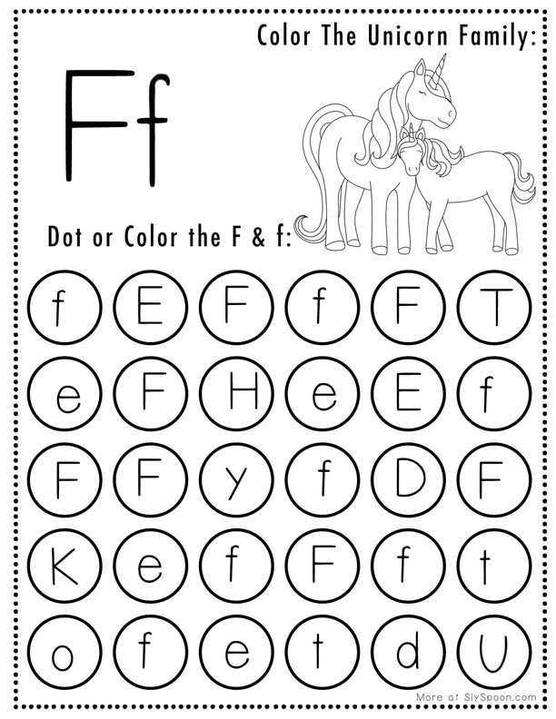 Hands-on activity for preschoolers focusing on the letter F in the Letter Book: F worksheet Worksheet featuring words that begin with the letter F for early learners