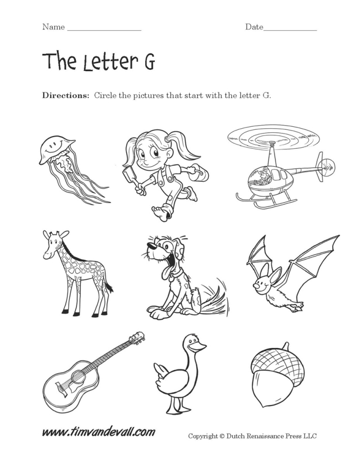 Preschool Letter G Maze Worksheet 9 Letter G maze worksheet for Pre-K students featuring a mother giraffe and her calf