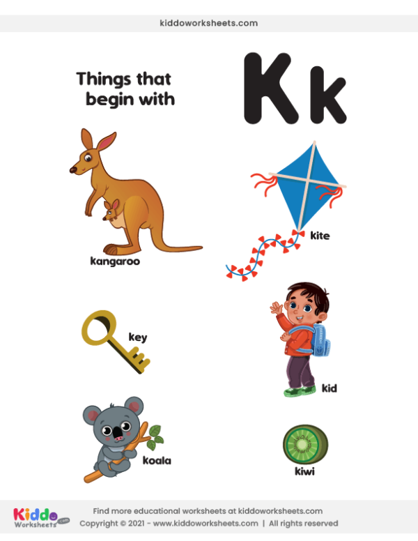 Worksheet featuring items that begin with the letter I for phonics practice