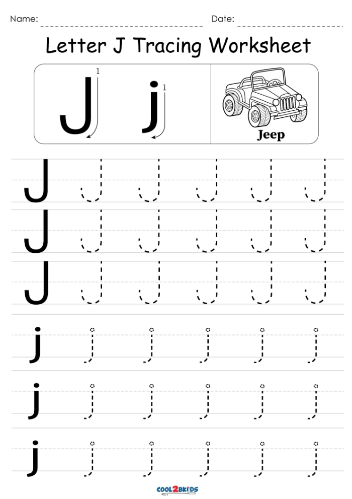 Worksheet featuring a fun activity for identifying words that begin with the letter J for young learners