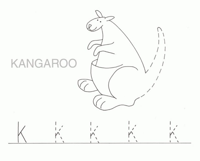 Worksheet featuring words that begin with the letter K for preschool and kindergarten children