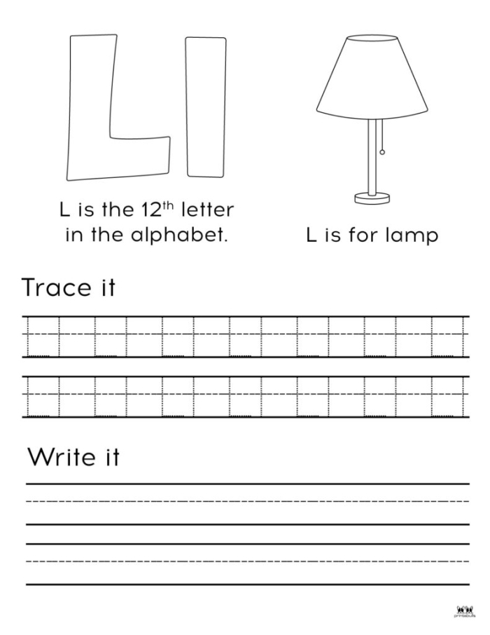 Reading worksheet for Pre-K Worksheet featuring the letter L with words for preschoolers to discover. Interactive learning activity for young children focusing on the letter L.