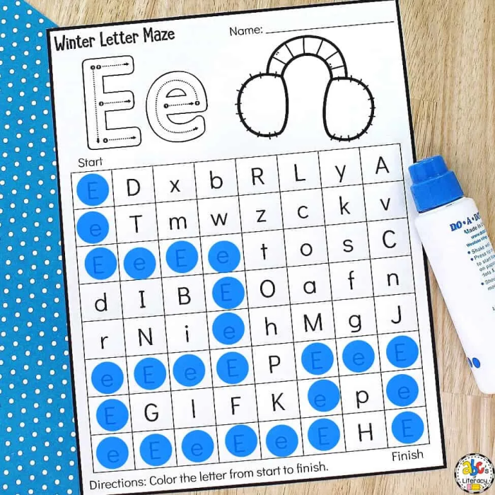 Grammar and Mechanics worksheet for Kindergarten Colorful letter maze worksheet for kindergarten students, featuring A's leading from an apple to a hand. Engaging A maze activity for early reading skills development.