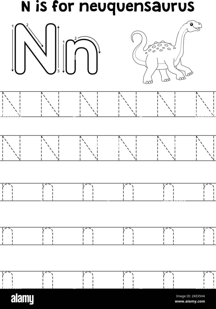 Worksheet featuring words that begin with the letter N for preschoolers and early learners