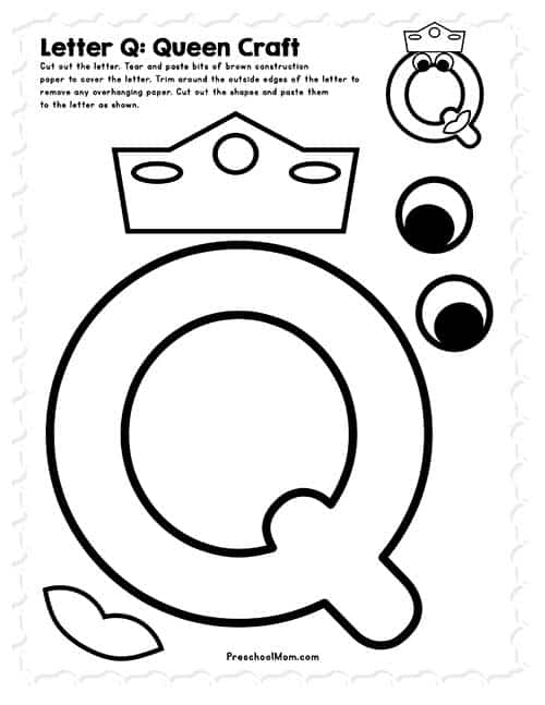Worksheet for identifying words that begin with the letter Q for early learners