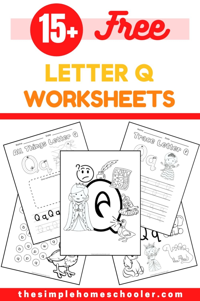 Letter Q worksheet for preschool students featuring words starting with Q