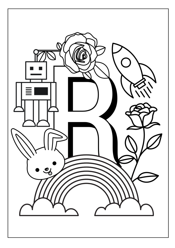 Worksheet featuring a hands-on activity for preschoolers to find words starting with the letter R