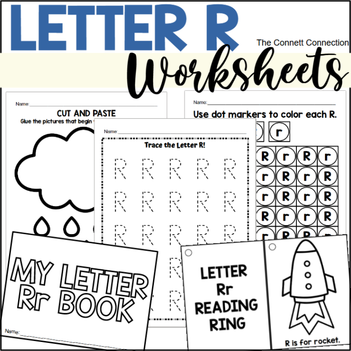 Letter R activity worksheet for kids to identify words starting with the letter R