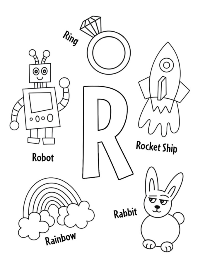 Worksheet featuring a fun activity for preschoolers to find words that begin with the letter R