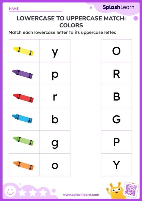 Colorful worksheet featuring a puzzle theme for matching uppercase and lowercase letters