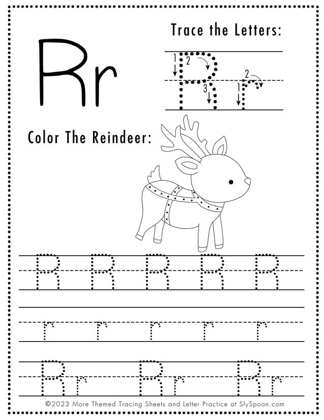 Preschool student filling out a writing practice worksheet featuring the letter S